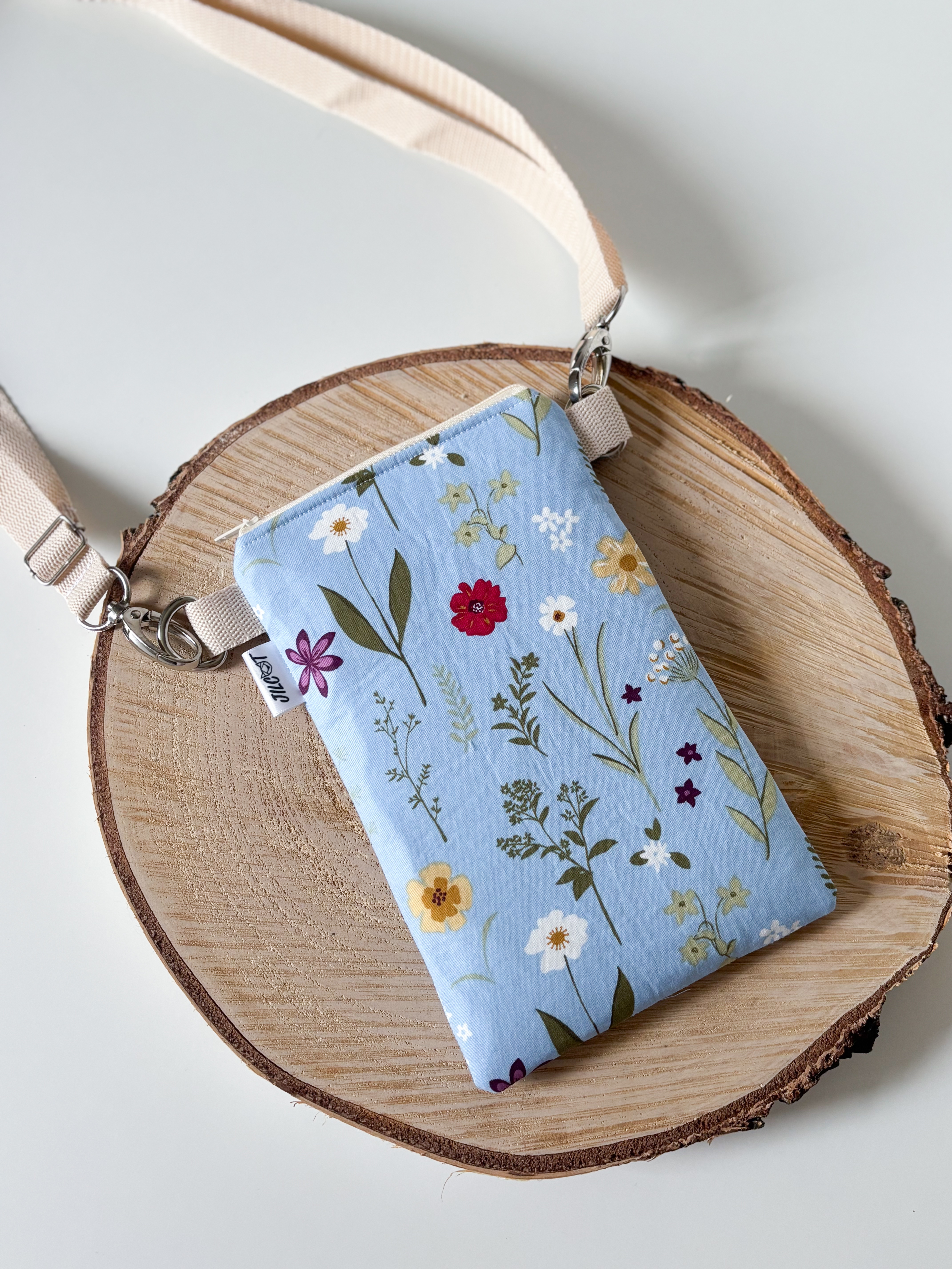 Crossbody na mobil (Kvítky na modré)
