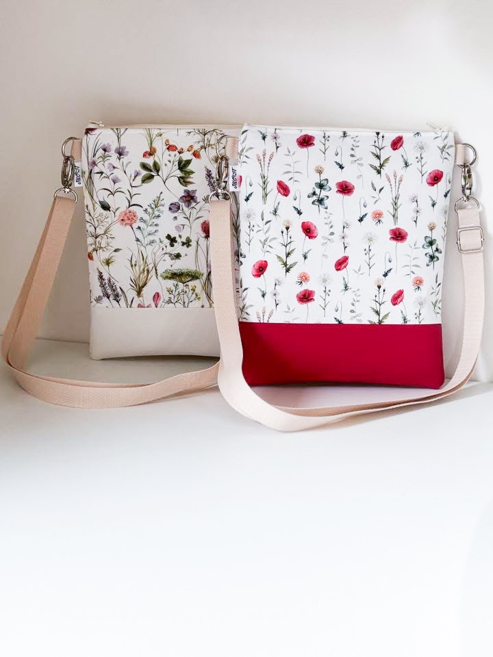 Jilcat crossbody (Vlčí máky + červená koženka)