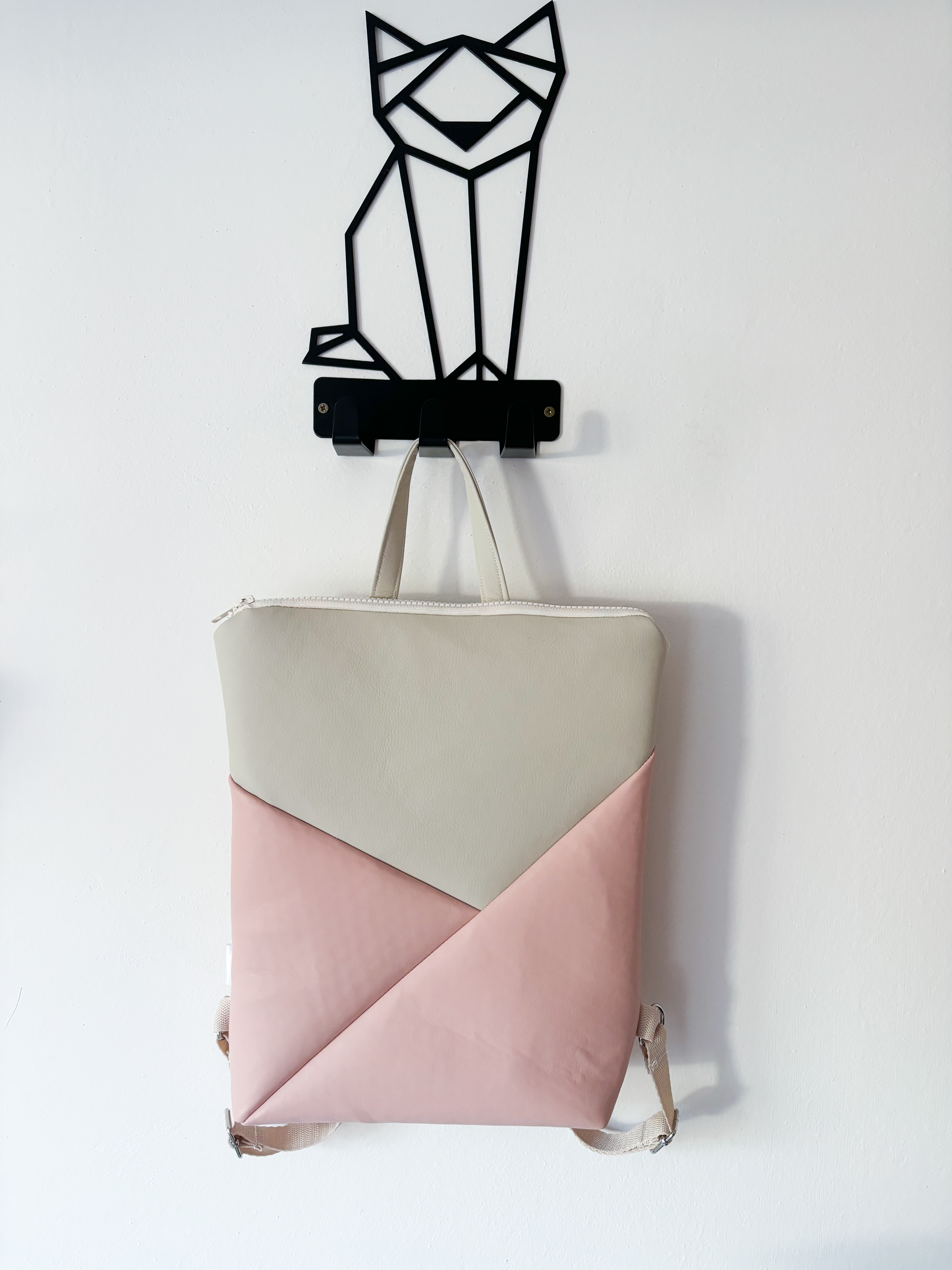 Jilcat koženkový batůžek (Béžová a růžová)