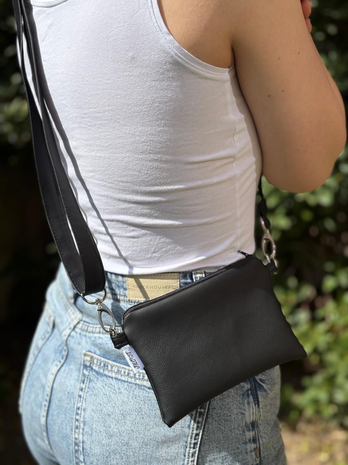 Crossbody na mobil (Noir s koženkovým popruhem)