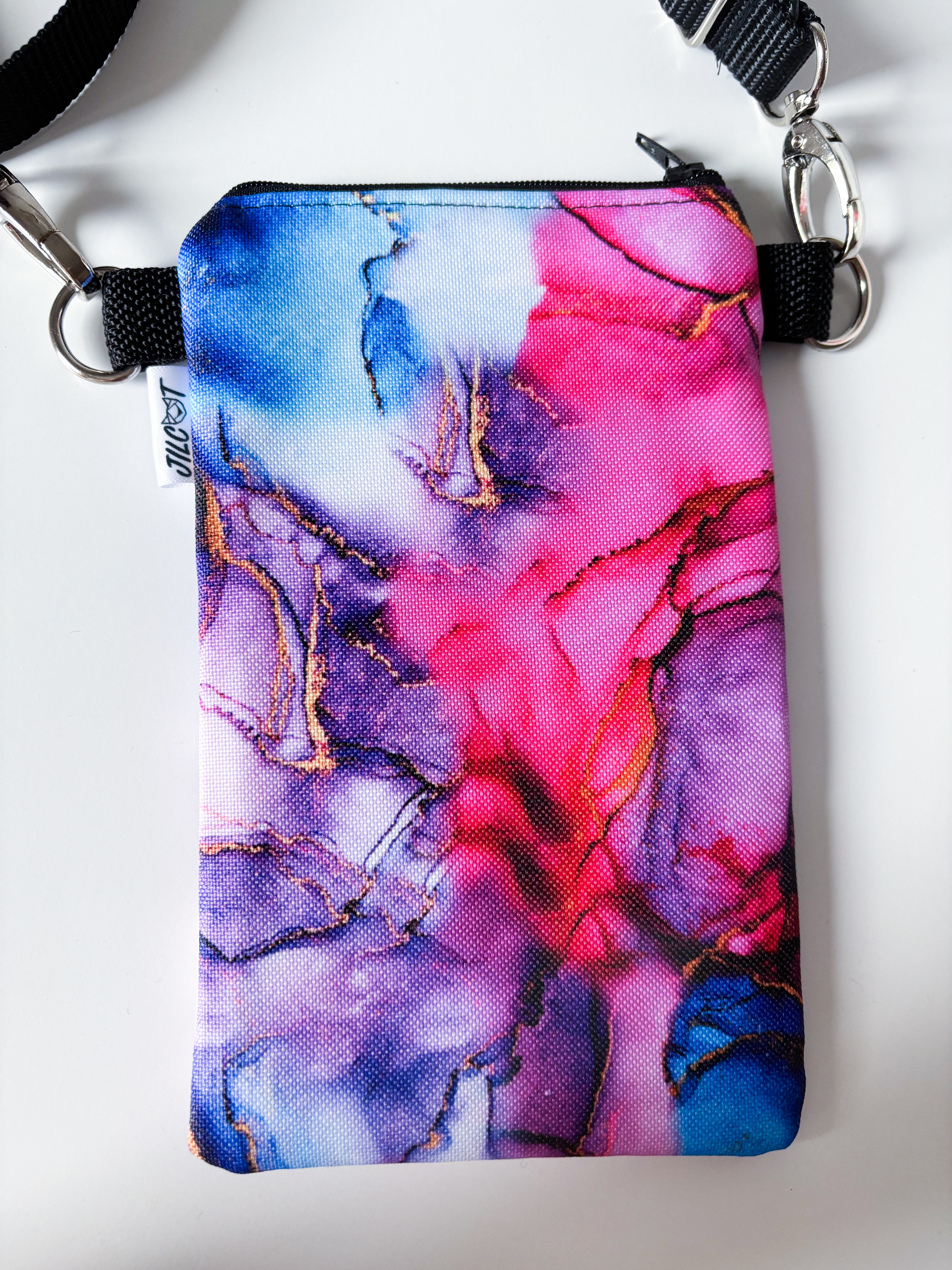 Crossbody na mobil, kočárkovina (růžový mramor)