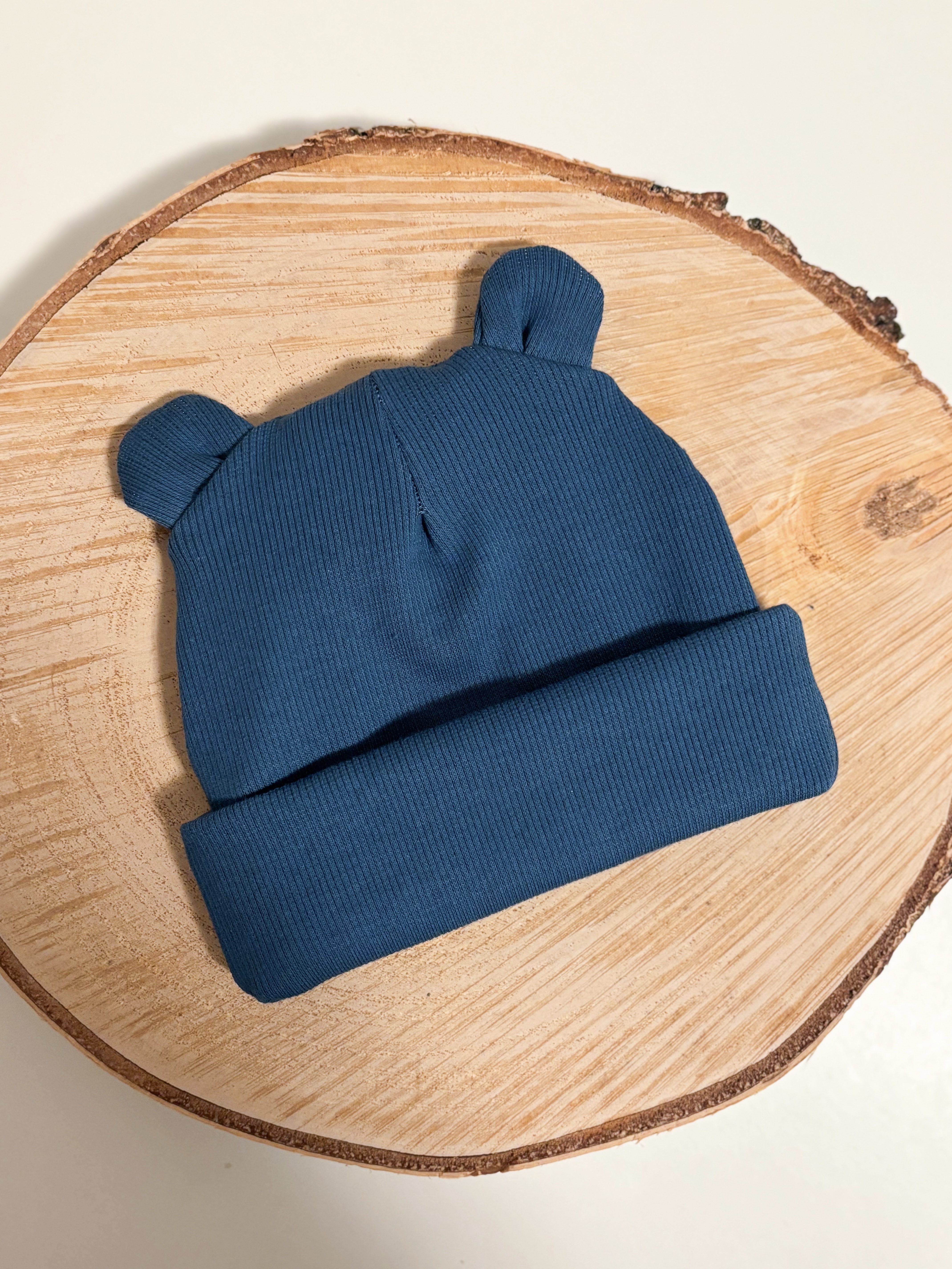 Jilcat dětská čepice 0-3 měsíce (Modrá s oušky)