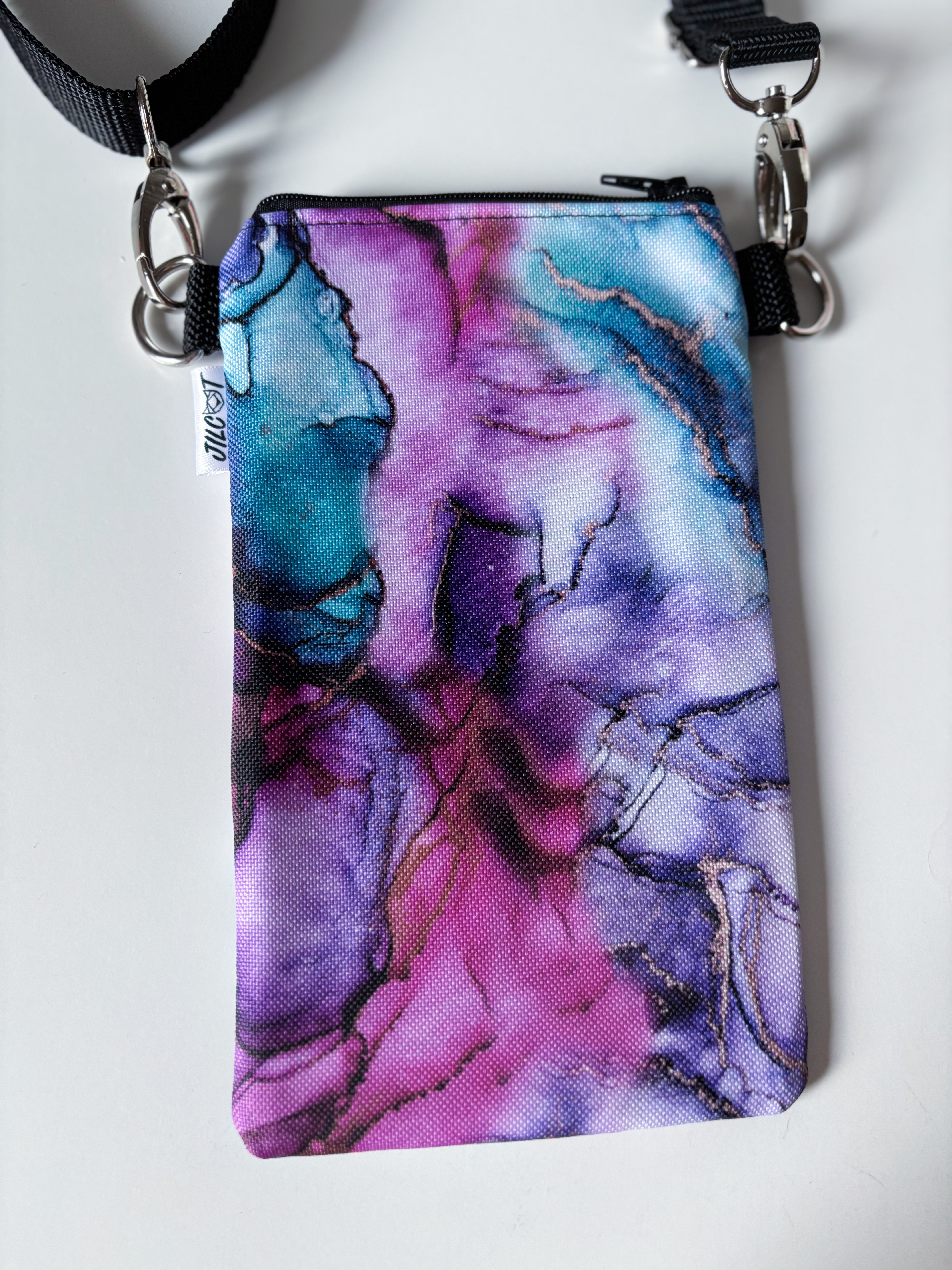 Crossbody na mobil (fialové květy)