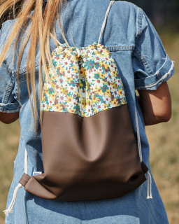 Jilcat sackpack (Vintage květiny + bílá koženka)