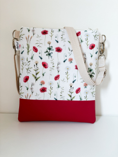 Jilcat crossbody (Vlčí máky + červená koženka)