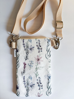Crossbody na mobil (Modré kvítí)